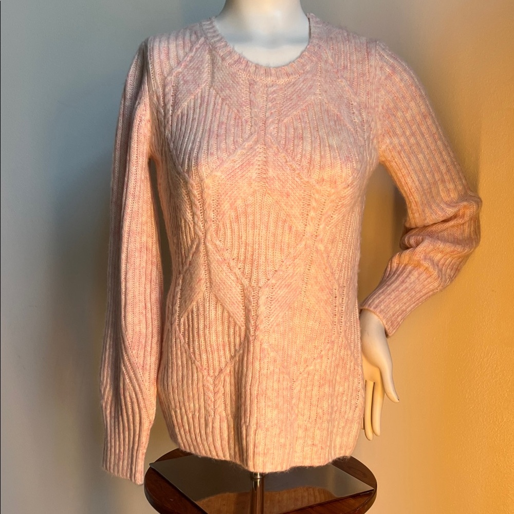 Talbots Light Pink Textured Knit Sweater wool blend
